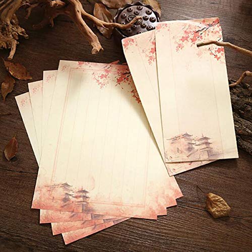 Halloluck 48 Pcs Letter Writing Stationery Paper Set, 32 Colorful Writing Stationery Paper Letter Writing Paper with 16 Envelope, 8 Different Color Ink Painting Classic Vintage Antique Design - Image 5