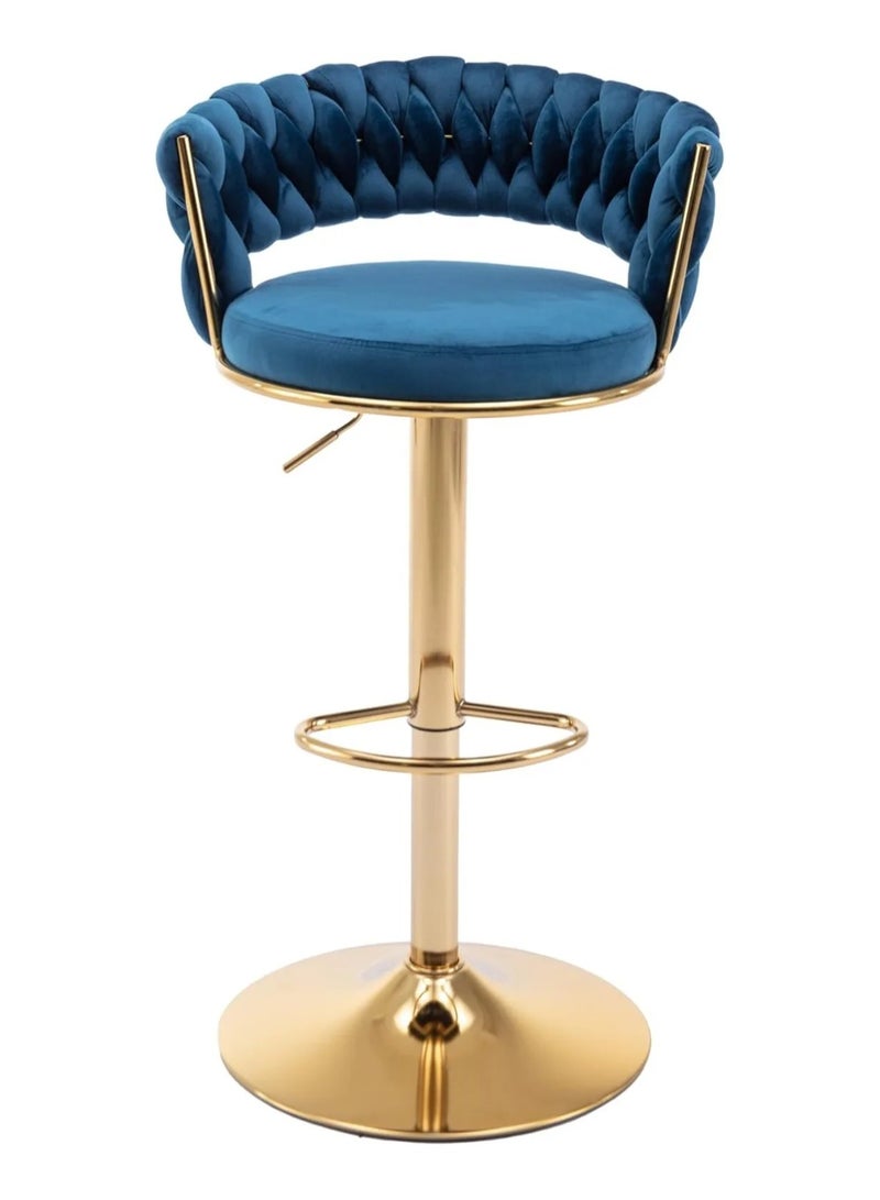 DubaiGallery Luxury bar Stool,Modern Round Adjustable Reception Chair, Gold Velvet Bar Chair, Kitchen high Dining Chair , Height Adjustable and 360° Swivel. Suitable for bar, Home, offce, Cafe - Image 3