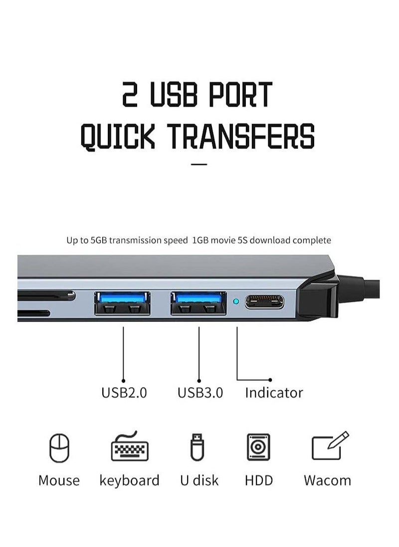 HuHa - USB C Hub Multiport Adapter 6 in 1 Type C Hub with 4K HDMI USB 3.0 Data Transfer, 87W Power Deliver(PD), SD/TF Card Reader USB C Adapter for MacBook Pro Air Surface Pro Book 3, iPad Pro, XPS Brand: Is - Image 1