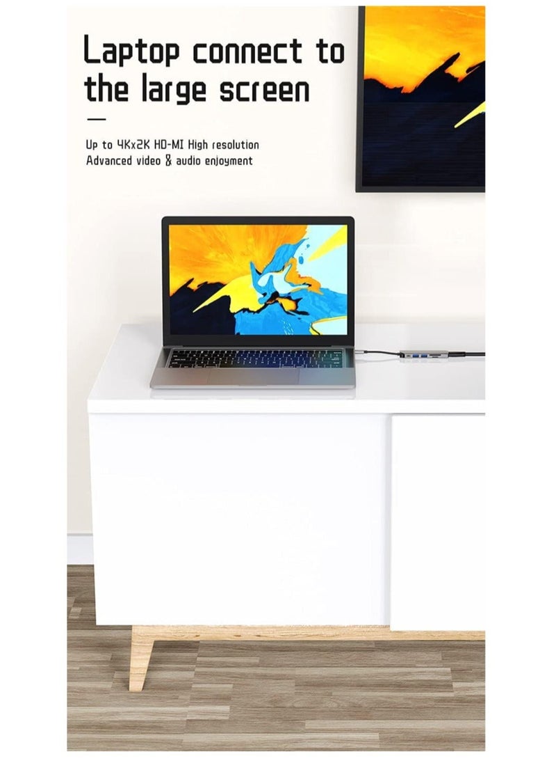 HuHa - USB C Hub Multiport Adapter 6 in 1 Type C Hub with 4K HDMI USB 3.0 Data Transfer, 87W Power Deliver(PD), SD/TF Card Reader USB C Adapter for MacBook Pro Air Surface Pro Book 3, iPad Pro, XPS Brand: Is - Image 1