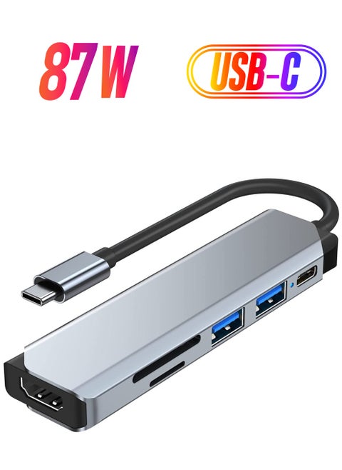 USB C Hub Multiport Adapter 6 in 1 Type C Hub with 4K HDMI USB 3.0 Data Transfer, 87W Power Deliver(PD), SD/TF Card Reader USB C Adapter for MacBook Pro Air Surface Pro Book 3, iPad Pro, XPS Brand: Is