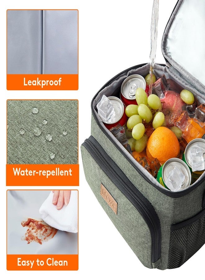 Lifewit Insulated Lunch Bag for Men, Thermal Lunch Box for Women Cool Bag, Reusable Leakproof Lunch Tote Bag with Adjustable Shoulder Strap for Adult for Work/Picnic/Beach, Dark Green 9L - Image 4