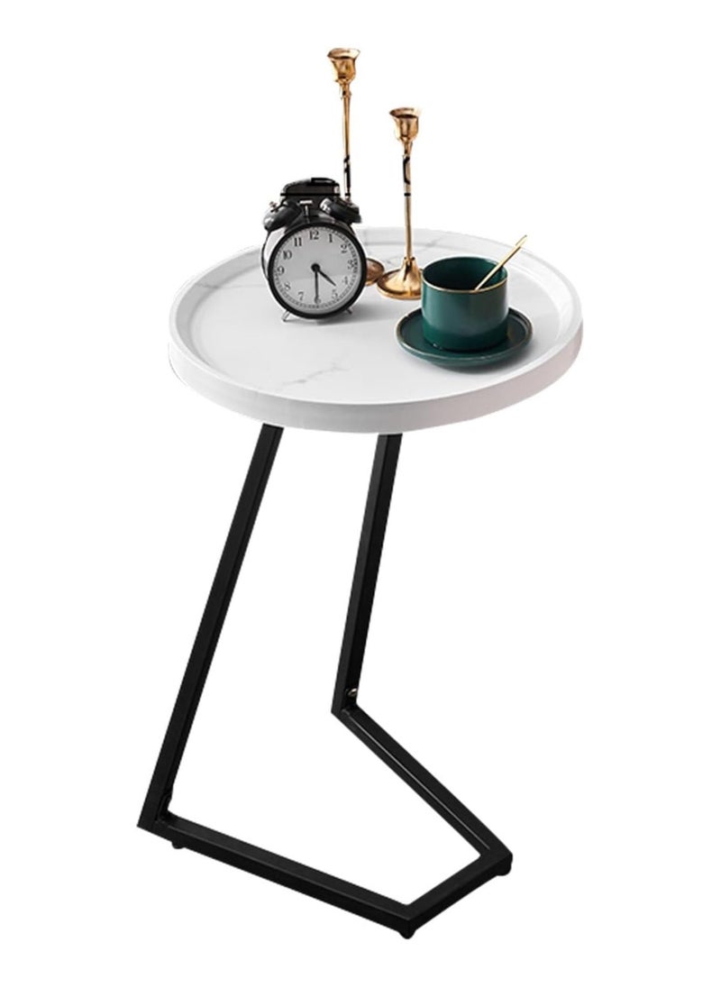 DubaiGallery Sofa Side End Table, Light Luxury Side Table Simple Corner Table Bedside Cabinet Metal Frame C Shaped Table for Sofa Bed Living Room Bedroom  - Image 1