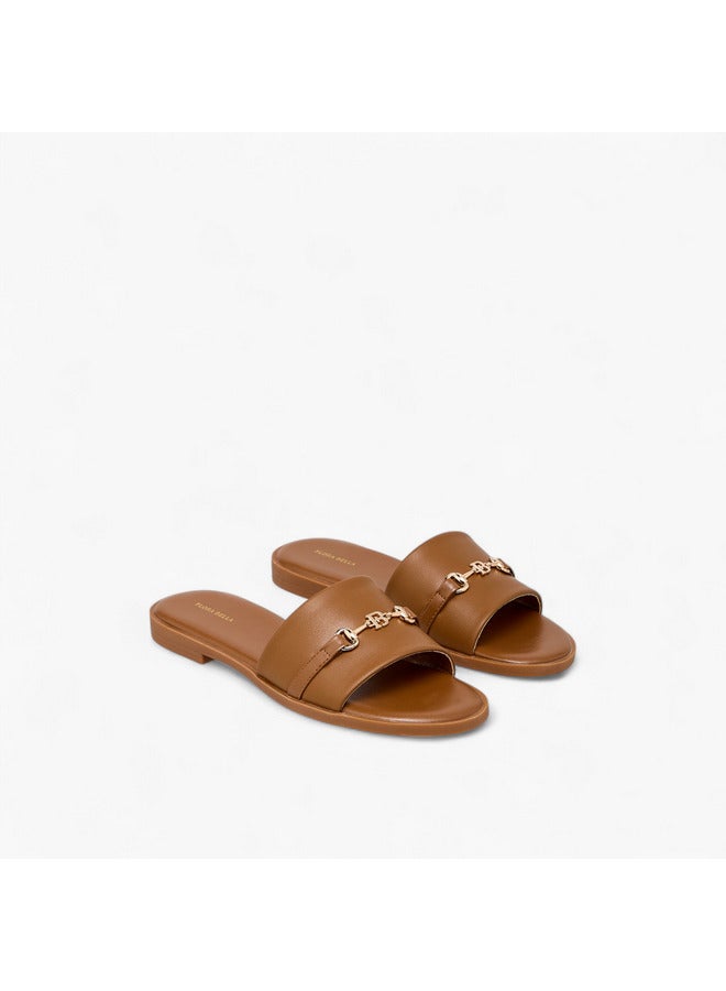 Flora Bella By Shoexpress Women Metal Accent Slip-On Flat Sandals - Image 1