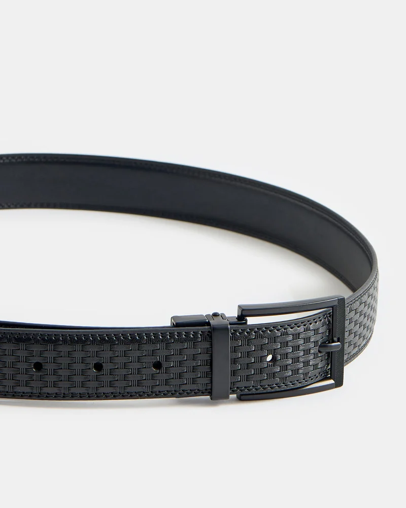 Redtag Men's Black Textured Casual Belt