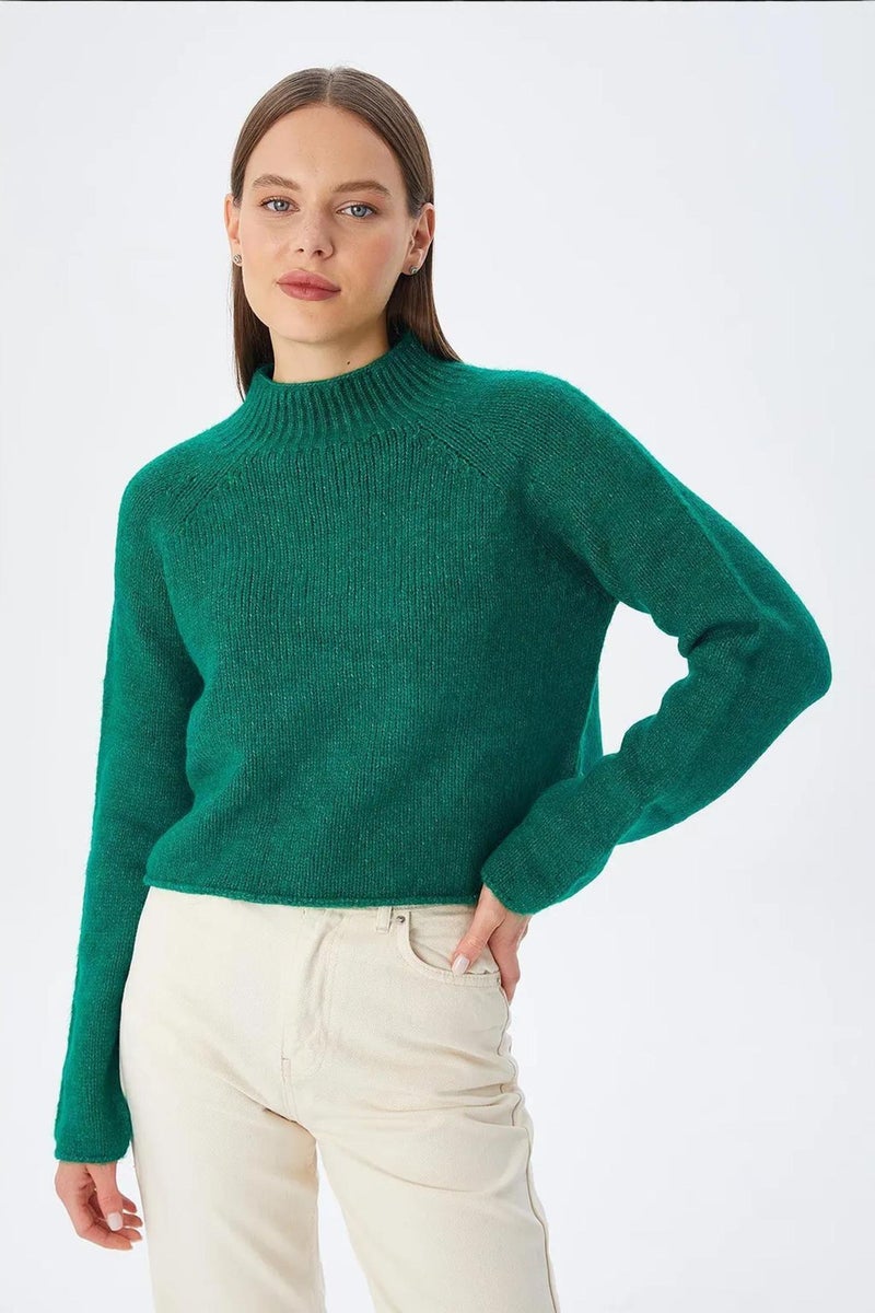 MIXRAY Women's Cropped Textured Knit Sweater - Image 1