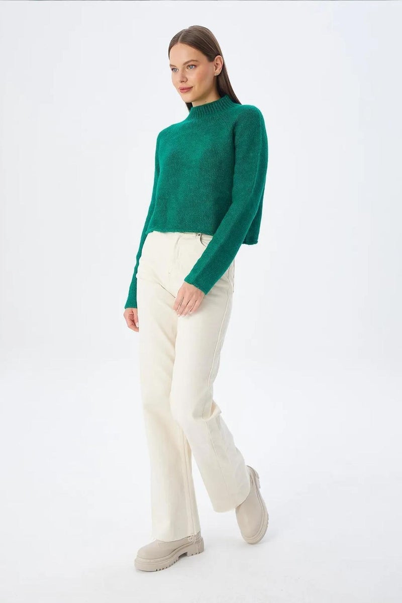 MIXRAY Women's Cropped Textured Knit Sweater - Image 2