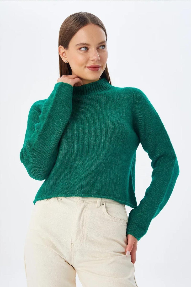 MIXRAY Women's Cropped Textured Knit Sweater - Image 3