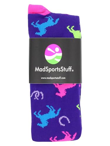 MadSportsStuff Wild Horses Over the Calf Socks (Purple/Neon Pink, Medium) - Image 2