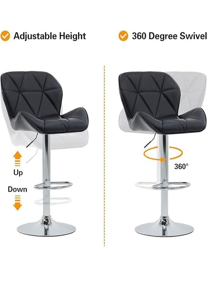 GoldenLike  مقعد بار، كراسي بار قابلة لتعديل الارتفاع، كرسي مطبخ دوار 360 درجة، كرسي طعام، كراسي عصرية على شكل جزيرة مع مسند ظهر ومسند للقدمين لجزيرة المطبخ المنزلية - Image 4