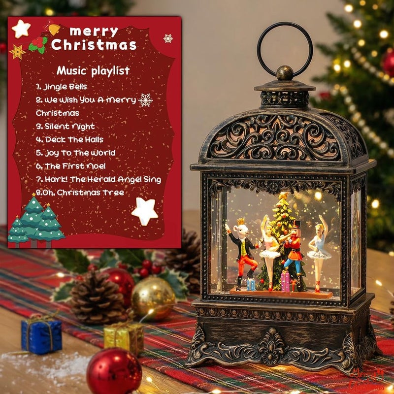 Kirschblüte Christmas Snow Globe Lantern with Nutcracker Battles The Mouse King，Lighted Swirling Glittering Snow Globes with Music & Timer, Christmas Decorations for Home Tabletop Indoor - Image 5
