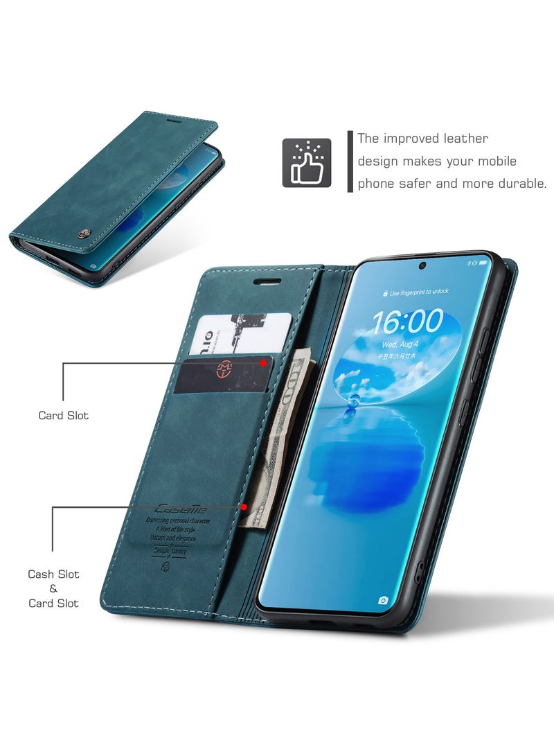 CaseMe Huawei P50 Pro Case Wallet, for Huawei P50 Pro Wallet Case Book Folding Flip Folio Case with Magnetic Kickstand Card Slots Protective Cover - Green - Image 4