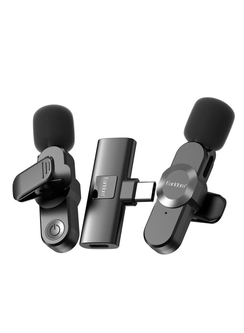 Earldom Wireless Lavalier Lapel Microphone with Type-C Connector – Dual Mic, Plug-and-Play for Video Recording, Interviews, Vlogging, Noise Reduction, 2.4 GHz Wireless Technology – Clear Audio for Professional Quality Recordings on Android & Other Type-C Devices - Image 3