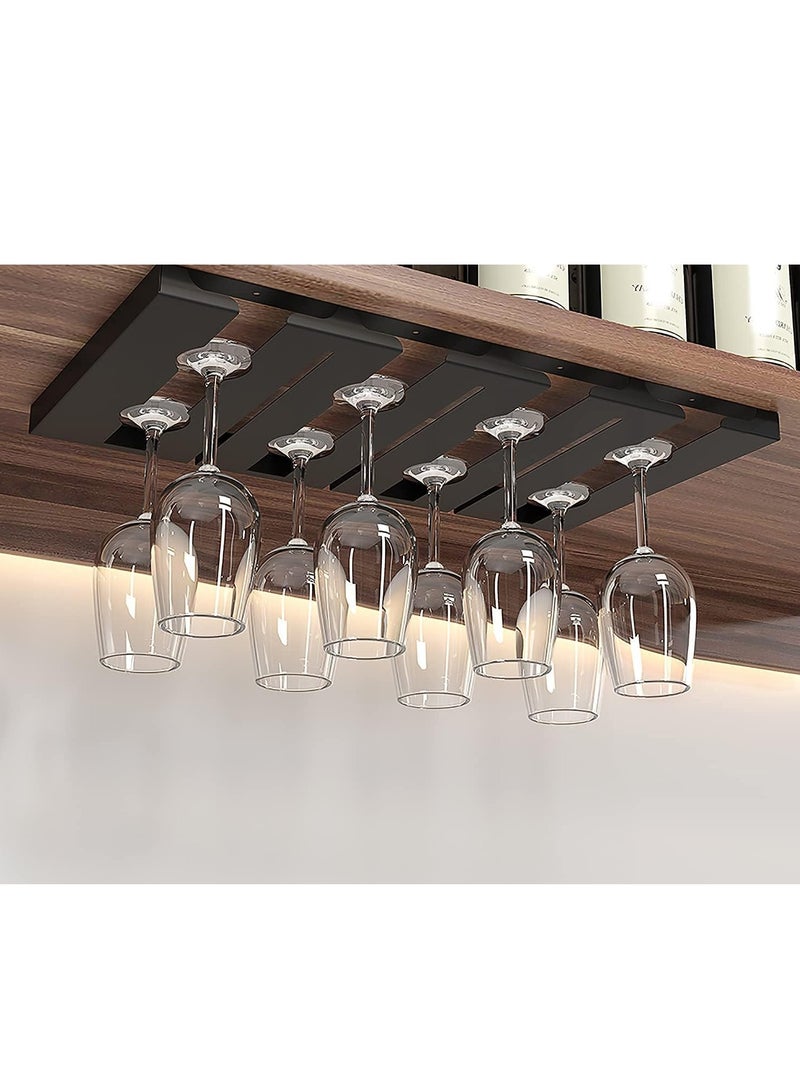 Glass Holder Under Counter Stainless Steel Hanging Stemware Rack Glassware Drying Storage Hanger with 3 Hook for Hanging 12 Glasses Coffee Cup Mug Hanging Rack Self Adhesive/Screw Install 4 Row  - Image 5