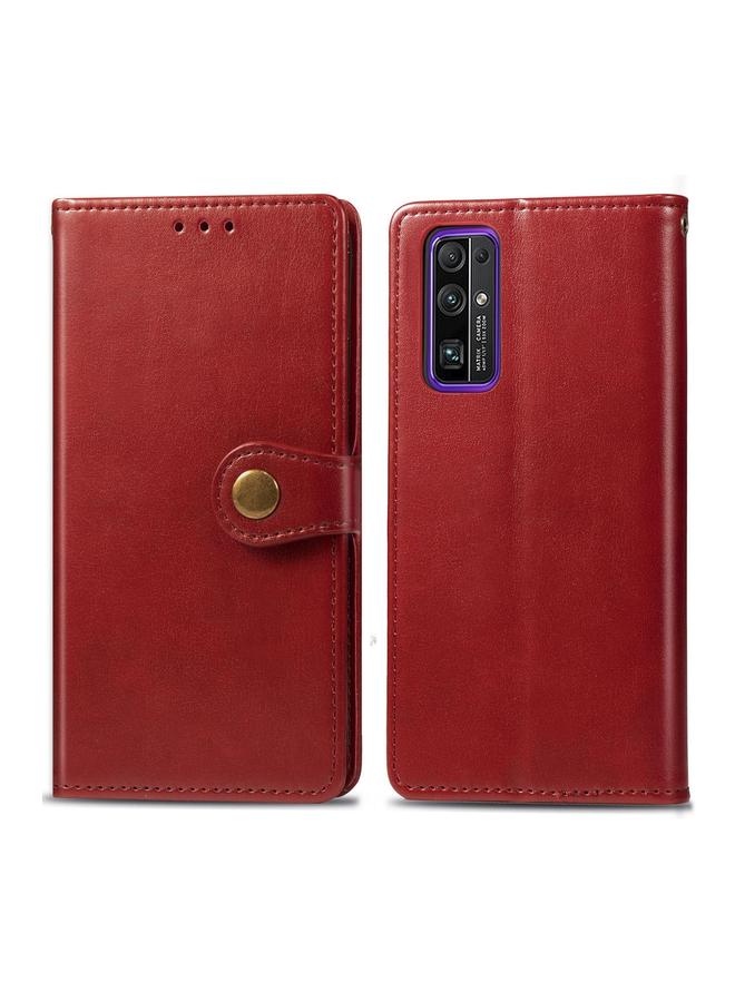 The Bros Huawei Honor 30 Pro Retro Solid Color Leather Buckle Phone Case with Lanyard & Photo Frame & Card Slot & Wallet & Stand Function