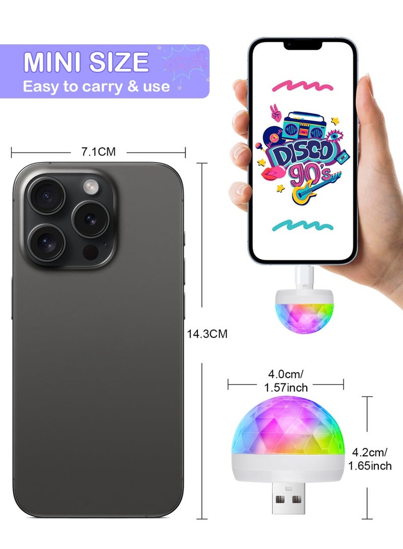 ضوء كرة ديسكو صغيرة USB، ضوء حفلة يعمل بالصوت للكراوكي والسيارة، هدايا للأطفال والمراهقين والفتيان والفتيات، زخارف حفلات ليوم الميلاد (3 قطع) - Image 2