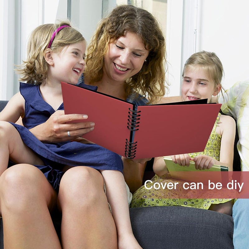 EVNEED 11.5 x 8.5 Inch Scrapbook Photo Album,Wedding Guest Book Anniversary Memory Scrapbooking,Wedding Photo Album with DIY Accessories Kit for Craft Paper DIY,80 Pages (40 Sheets),Red - Image 4