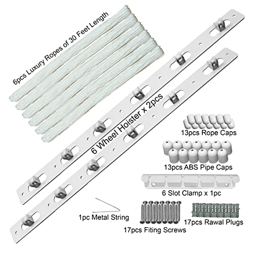 Rainbow Drywell Accessories Having Metal Hoisters, Metal Clamp, ABS Caps for 6 Pipe Luxury Individual Drop-Down Ceiling Cloth Dryer Model (Complete Set Without Pipes), White - Image 2