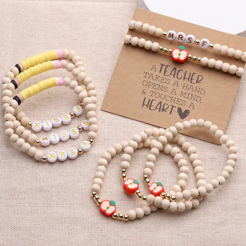 Korotho Teacher Appreciation Bracelets for Women, End of Year Teacher Gifts Personalized Bracelet Gift Thank You Teachers Gifts from Student Christmas Retirement Gift (AMrs-J) - Image 4
