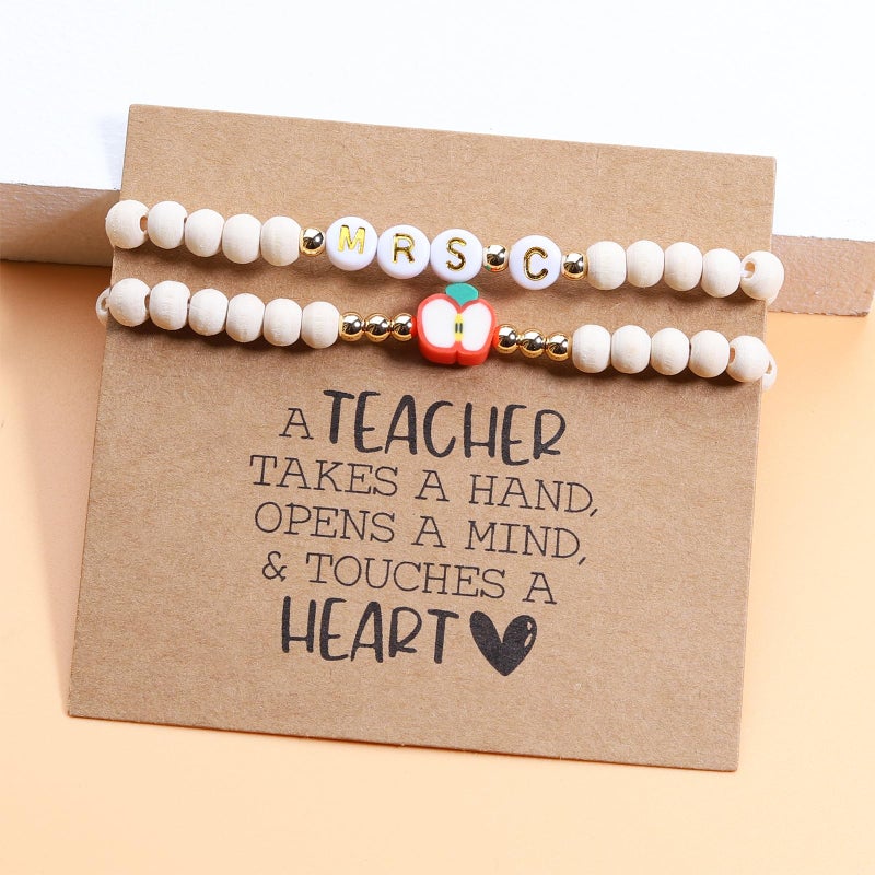Korotho Teacher Appreciation Bracelets for Women, End of Year Teacher Gifts Personalized Bracelet Gift Thank You Teachers Gifts from Student Christmas Retirement Gift (AMrs-J) - Image 3