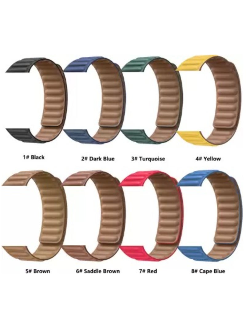 Compatible with Apple Watch Band 45mm,Genuine Leather Watch Strap Replacement for Apple Watch Series 7/ - Image 3