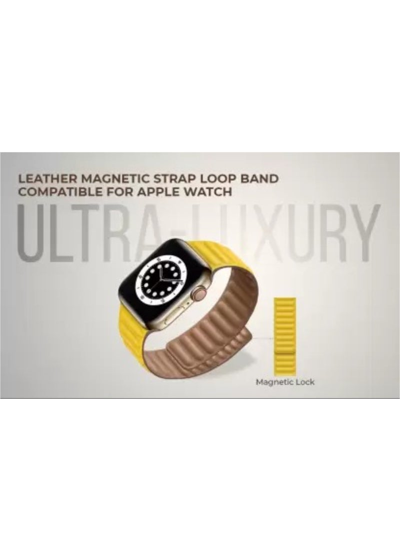 Compatible with Apple Watch Band 45mm,Genuine Leather Watch Strap Replacement for Apple Watch Series 7/ - Image 4