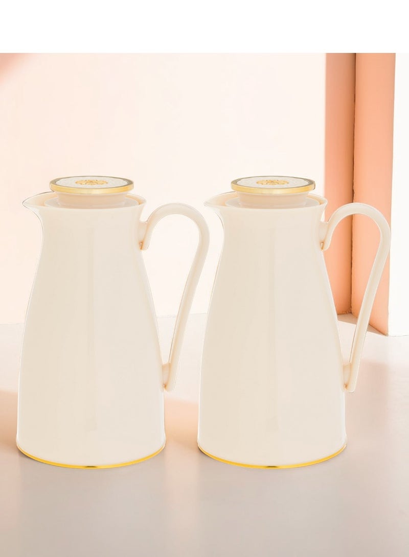 ALASKA Thermos For Tea And Coffee Set 2 Piece Beige With Gold - Image 2