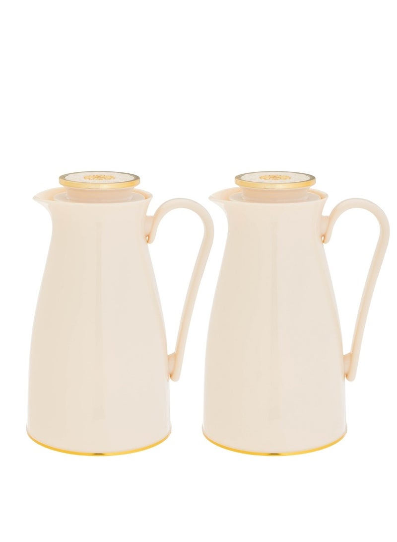 ALASKA Thermos For Tea And Coffee Set 2 Piece Beige With Gold - Image 3