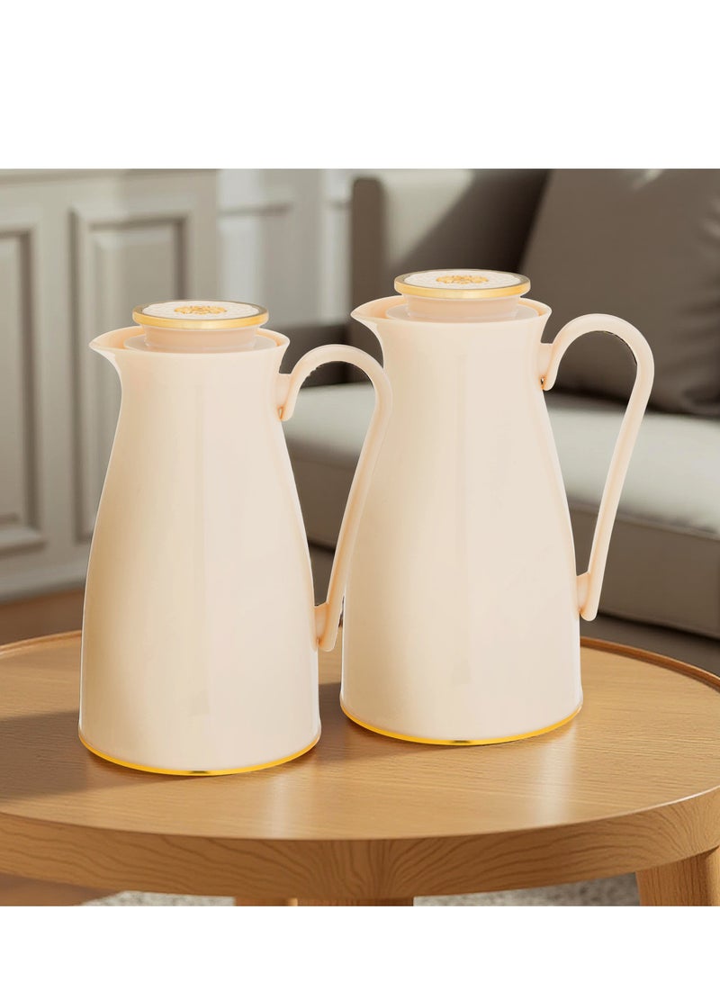 ALASKA Thermos For Tea And Coffee Set 2 Piece Beige With Gold - Image 1