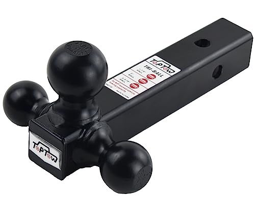 TOPTOW Trailer Hitch Tri-Ball Hitch Ball Mount with 1-7/8", 2" and 2-5/16" Black Tow Balls, Fits for 2-inch Hitch Receivers - Image 5