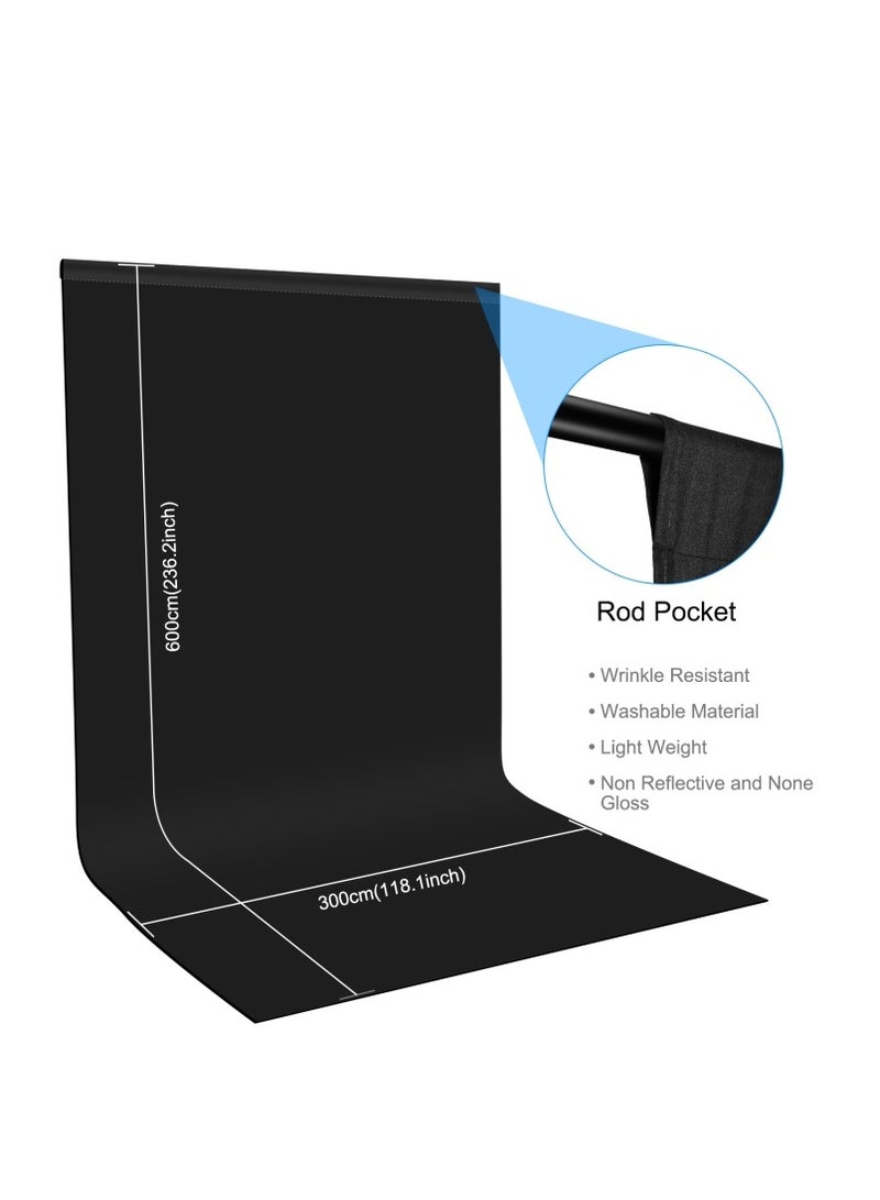 PULUZ PULUZ 3m x 6m Photography Background Thickness Photo Studio Background Cloth Backdrop (Black)  - Image 2
