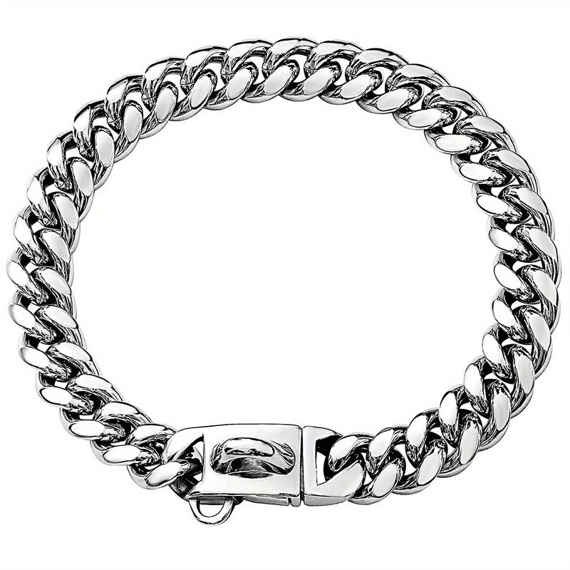 Stainless Steel Dog Collar 14 Inch Safety Buckle Lock Heavy Duty Chew Proof - Image 3