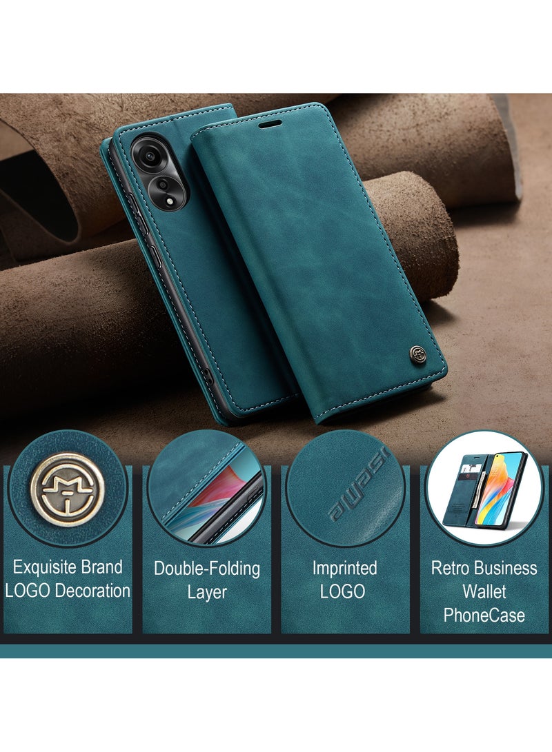 CaseMe Oppo A78 4G Wallet Case Book Folding Flip Folio Case with Magnetic Kickstand Card Slots Protective Cover - Green - Image 2