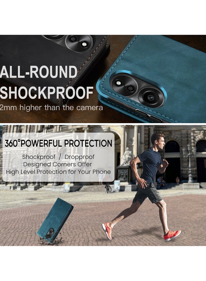 CaseMe Oppo A78 4G Wallet Case Book Folding Flip Folio Case with Magnetic Kickstand Card Slots Protective Cover - Green - Image 4