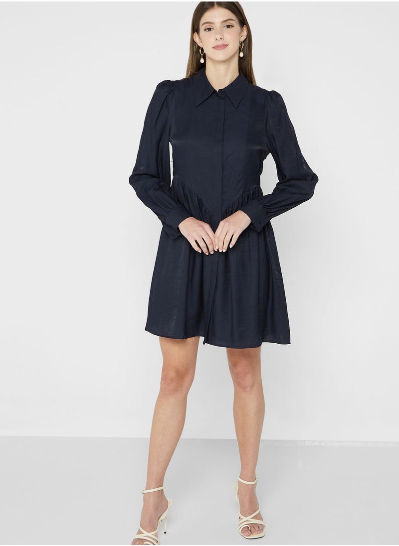 VERO MODA - Tiered Polo Neck Shirt Dress - Image 1