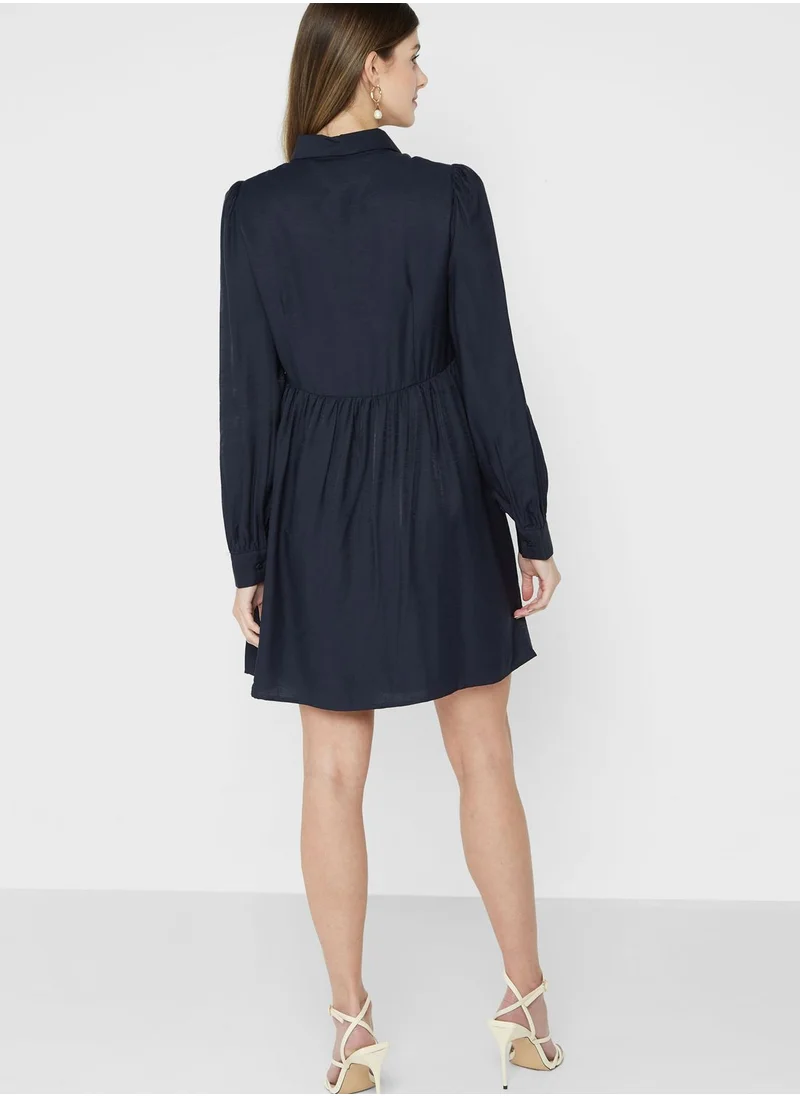 VERO MODA Tiered Polo Neck Shirt Dress