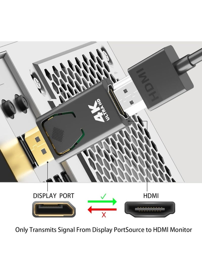 4K DisplayPort to HDMI Adapter, 3 Pack Uni-Directional DP PC to HDMI Monitor Converter, 4K Ultra HD DP Display Port to HDMI Adapter(Male to Female), Compatible for Lenovo Dell HP and Other Brand (Black) - Image 2