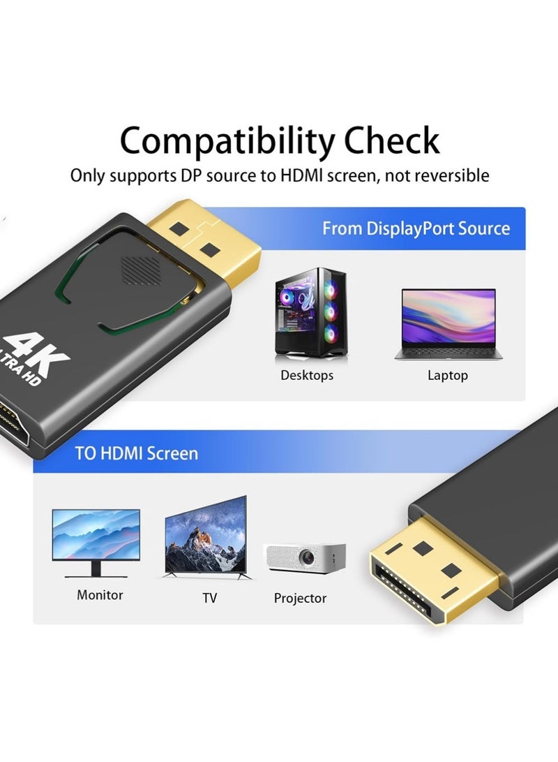 4K DisplayPort to HDMI Adapter, 3 Pack Uni-Directional DP PC to HDMI Monitor Converter, 4K Ultra HD DP Display Port to HDMI Adapter(Male to Female), Compatible for Lenovo Dell HP and Other Brand (Black) - Image 4