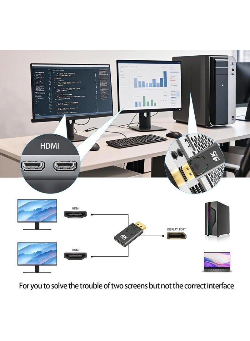 4K DisplayPort to HDMI Adapter, 3 Pack Uni-Directional DP PC to HDMI Monitor Converter, 4K Ultra HD DP Display Port to HDMI Adapter(Male to Female), Compatible for Lenovo Dell HP and Other Brand (Black) - Image 3