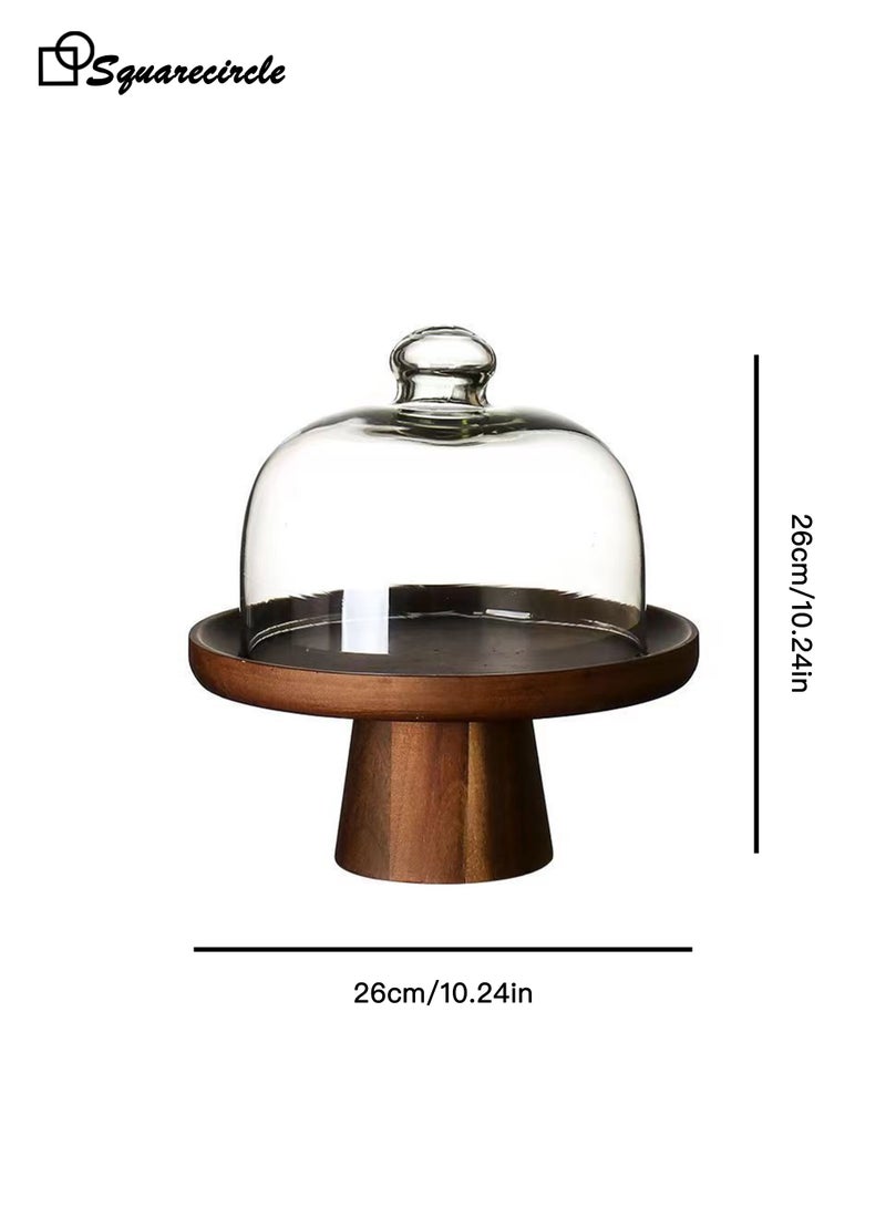 Squarecircle Wooden Cake Stand with Clear Acrylic Dome Cover – Dessert Display Tray for Cakes, Pastries & Sweets - Image 5