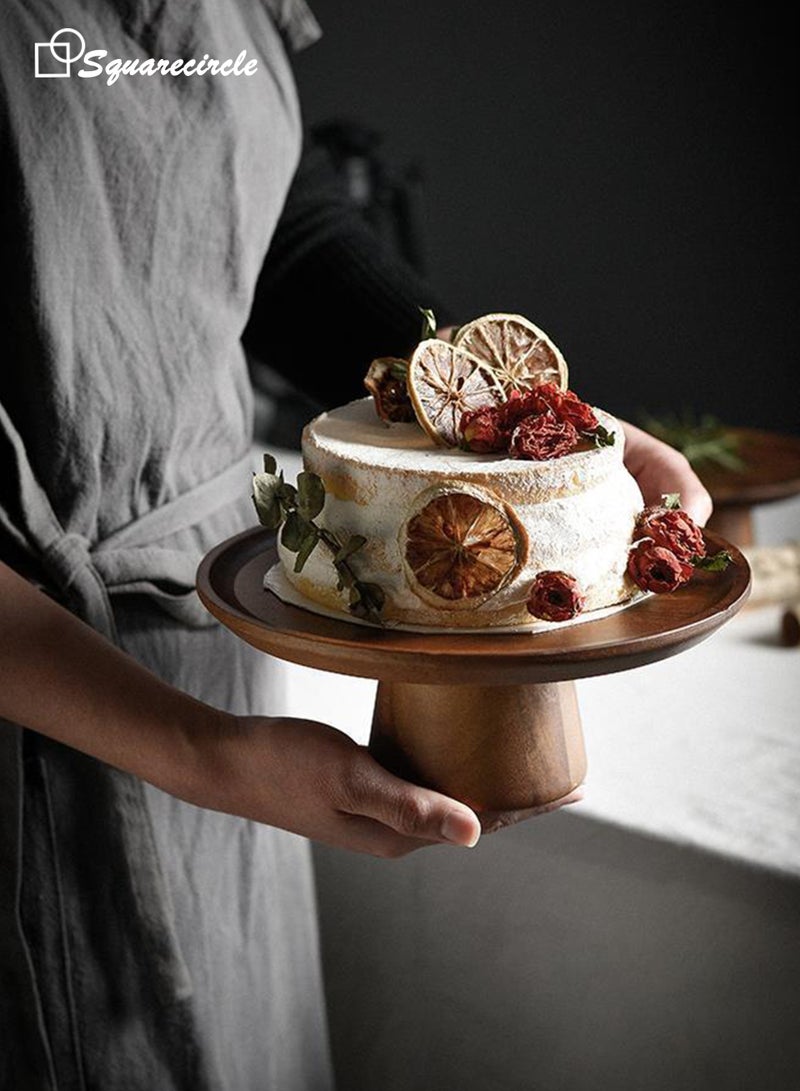 Squarecircle Wooden Cake Stand with Clear Acrylic Dome Cover – Dessert Display Tray for Cakes, Pastries & Sweets - Image 2