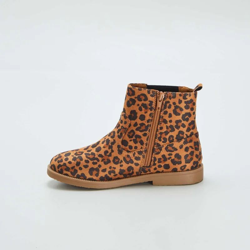 Kiabi Leopard Print Chelsea Boots Brown