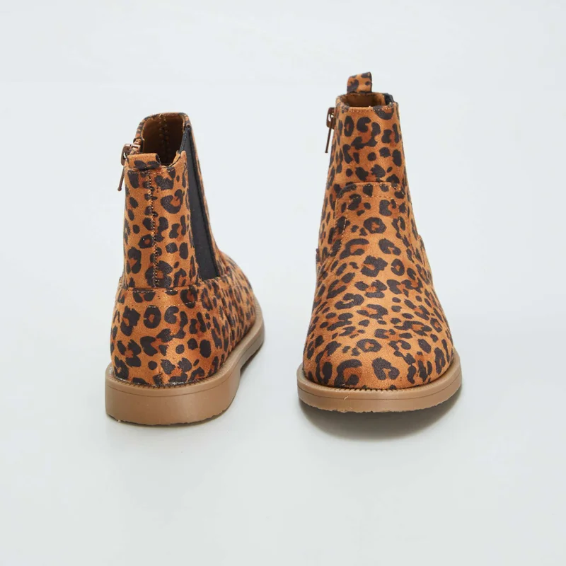 Kiabi Leopard Print Chelsea Boots Brown