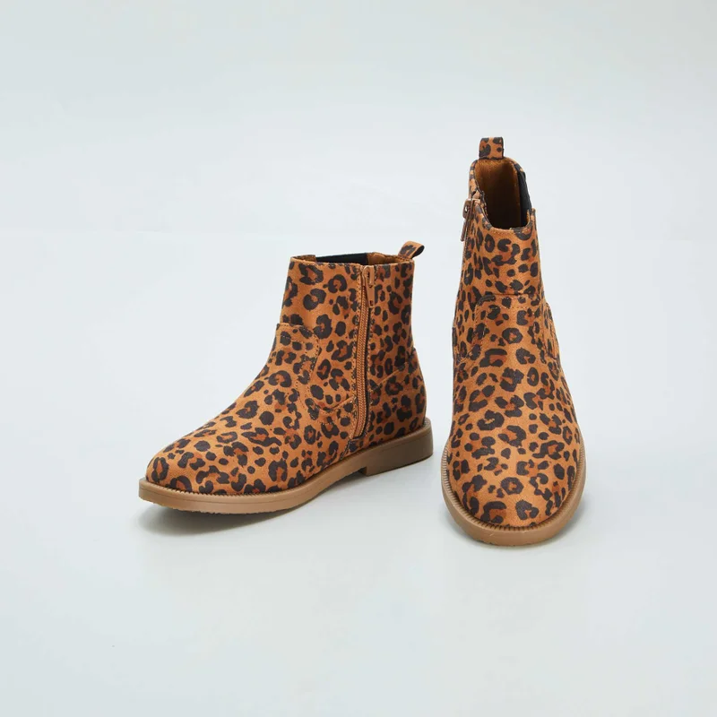 Kiabi Leopard Print Chelsea Boots Brown