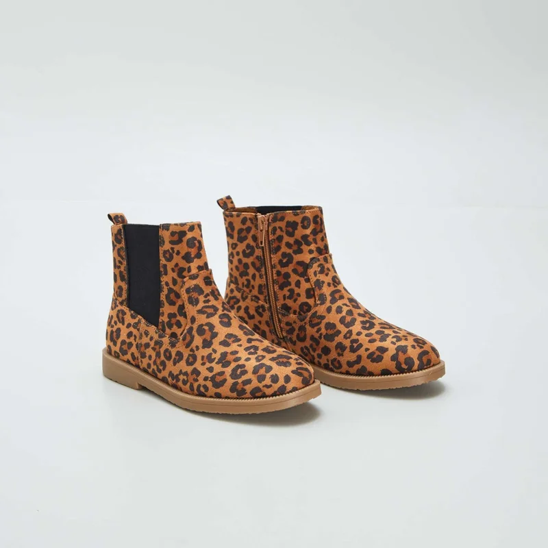 Kiabi Leopard Print Chelsea Boots Brown
