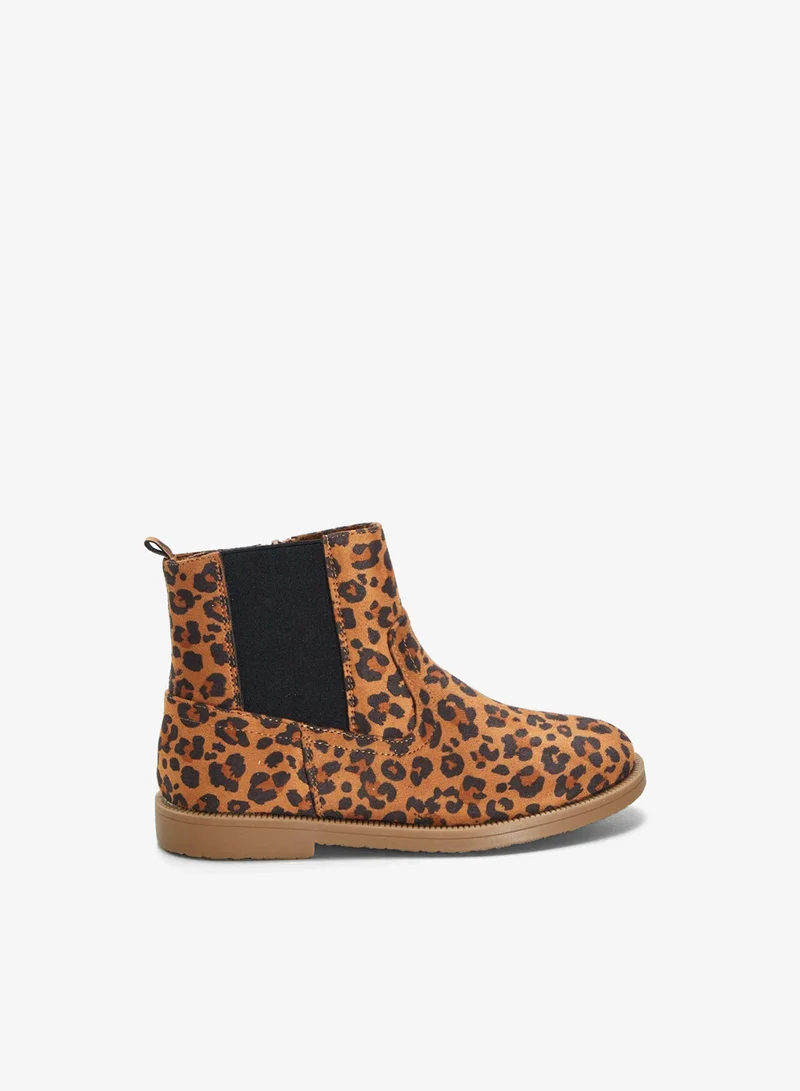 Kiabi Leopard Print Chelsea Boots Brown