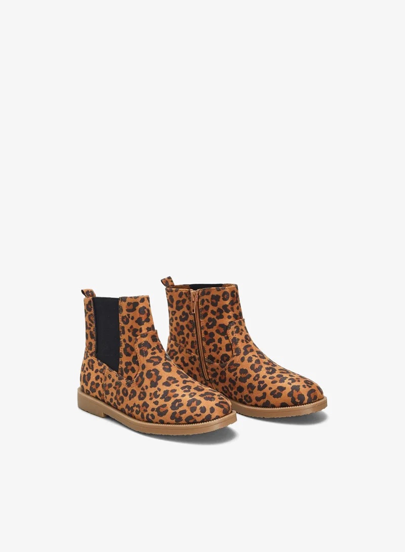 Kiabi Leopard Print Chelsea Boots Brown