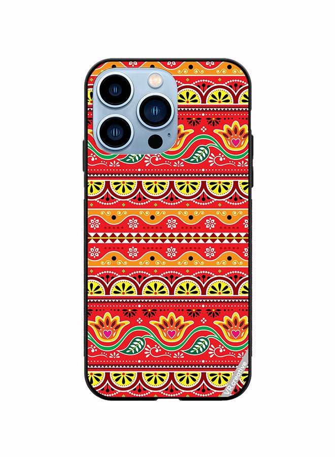 VR CREATIVE Protective Case Cover For Apple iPhone 14 Pro Indian And Pakistani Flowers And Leaves In Red And Yellow Design Multicolour - Image 1