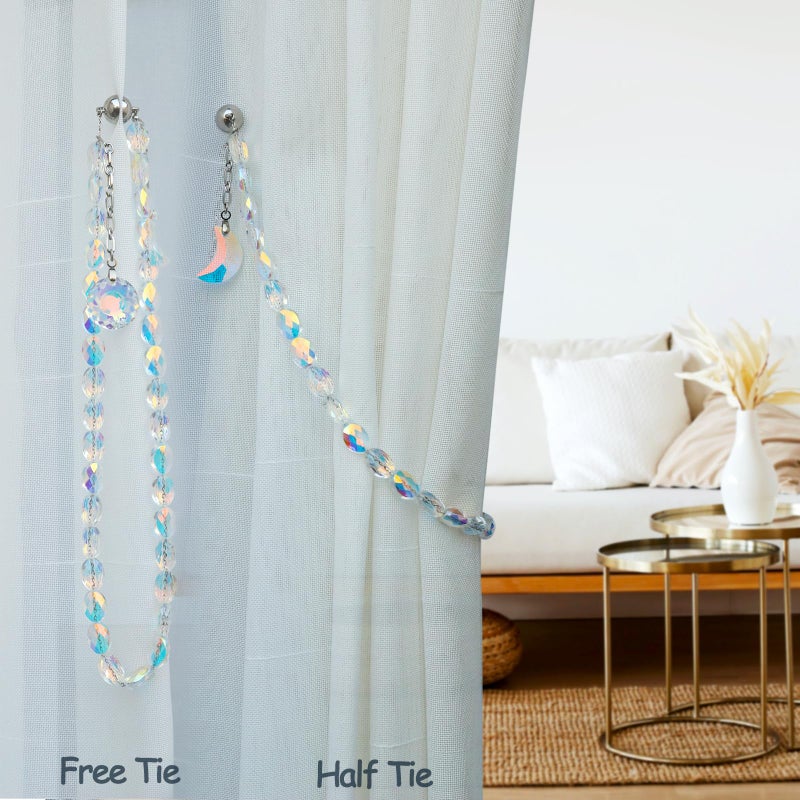 PEDOBO Magnetic Curtain Tiebacks, 2 Pack Crystal Beaded Sun & Moon Pendants Sheers/Draperies Holdbacks for Window Home Office Decor (Crystal AB) - Image 5