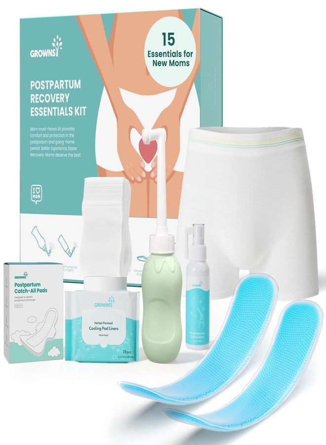 GROWNSY 15pc Postpartum Essentials Recovery Kit for Women, Green - Image 1